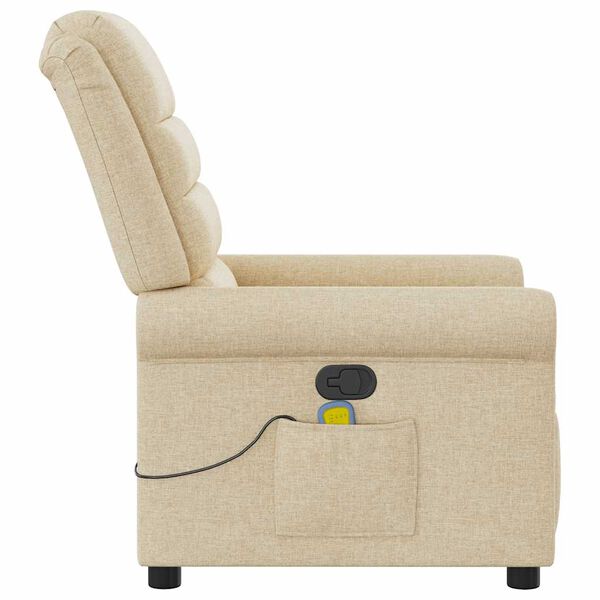 vidaXL Fauteuil de massage inclinable Crème Tissu