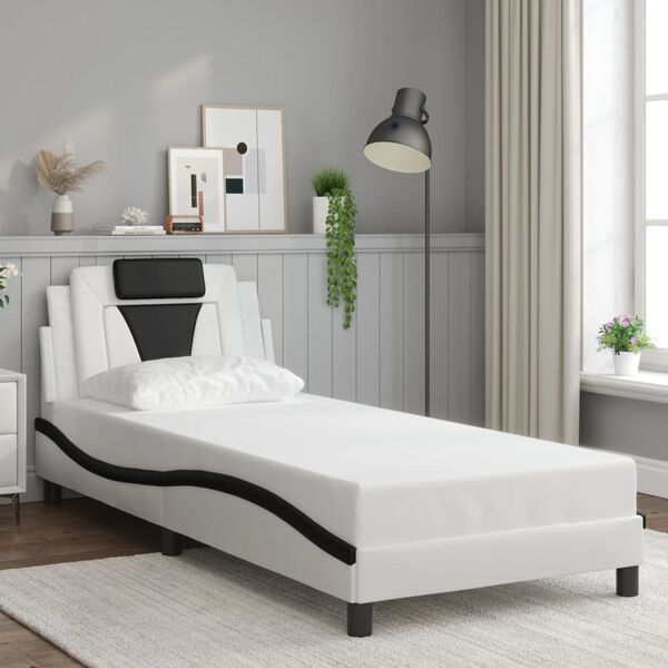 vidaXL Cadre de lit Viana avec LED sans matelas blanc et noir 90x190 cm