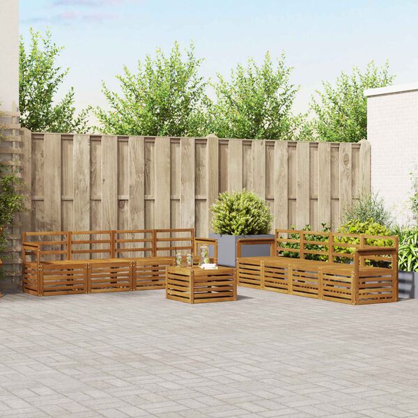 vidaXL Ensembles de canap&eacute;s 9 pcs Naturel Bois d'Acacia Massif