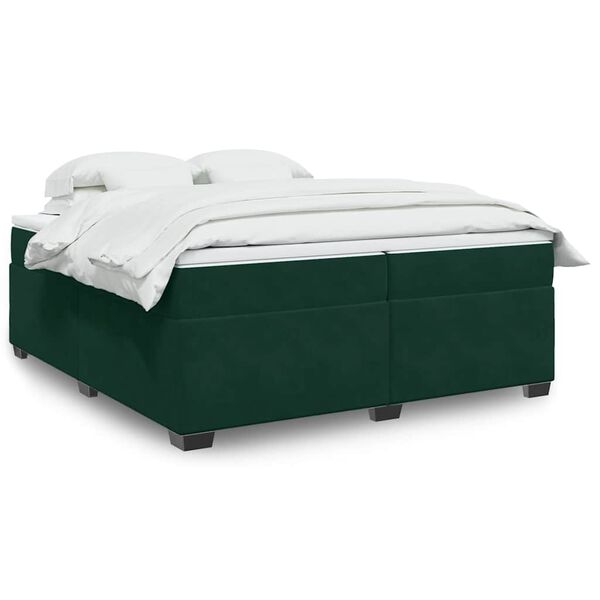 vidaXL Sommier &agrave; lattes de lit et matelas Vert fonc&eacute; 200x200cm Velours