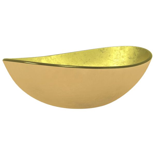 vidaXL Lavabo Verre tremp&eacute; 54,5x35x15,5 cm Dor&eacute;