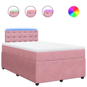 vidaXL Sommier &agrave; lattes de lit avec matelas rose 120x190 cm velours