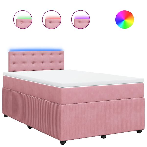 vidaXL Sommier &agrave; lattes de lit avec matelas rose 120x190 cm velours