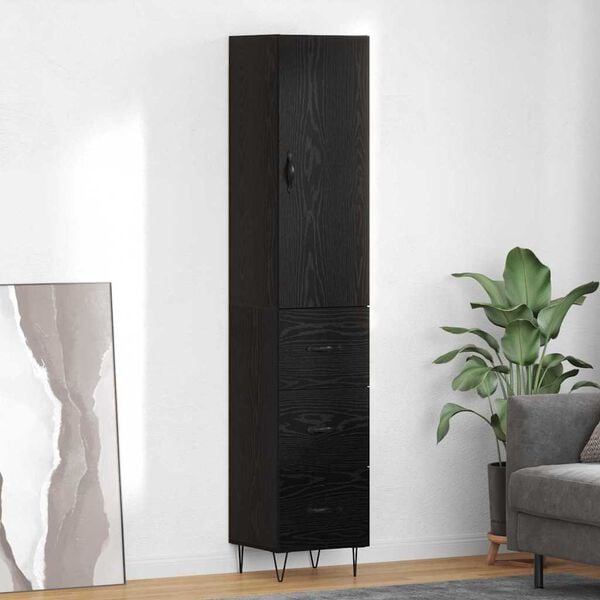vidaXL Haut Armoire Ch&ecirc;ne noir 69,5 x 34 x 180 cm Bois d'ing&eacute;nierie
