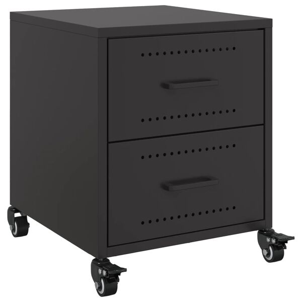 vidaXL Table de chevet noir 36x39x43,5 cm acier