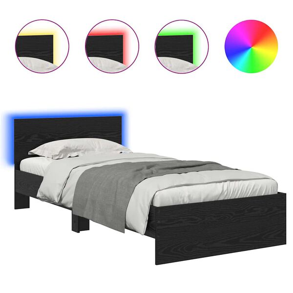 vidaXL Cadre de lit Ch&ecirc;ne noir 90 x 190 cm Bois d'ing&eacute;nierie