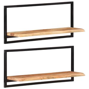 vidaXL &Eacute;tag&egrave;res murales 2 pcs 80x25x35 cm Bois d'acacia et acier