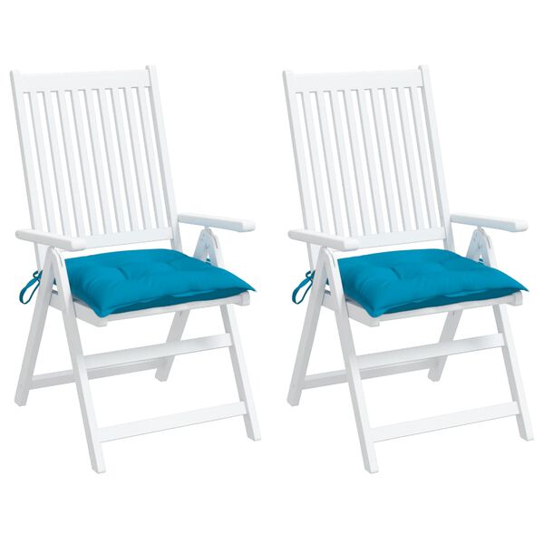 vidaXL Coussins de chaise lot de 2 bleu clair 40x40x7 cm tissu oxford
