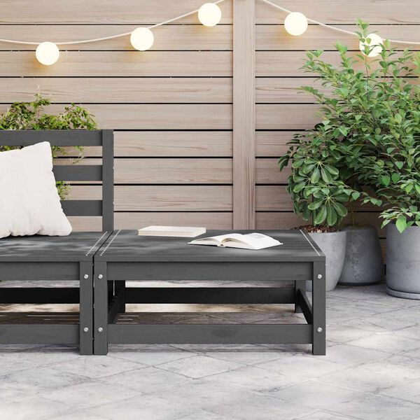 vidaXL Repose-pied de jardin 70x70x30 cm gris bois de pin solide