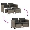 vidaXL Canap&eacute; de jardin 2 places avec table et tabourets gris rotin