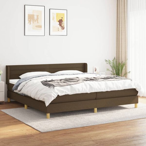 vidaXL Sommier &agrave; lattes de lit avec matelas Marron fonc&eacute; 200x200 cm