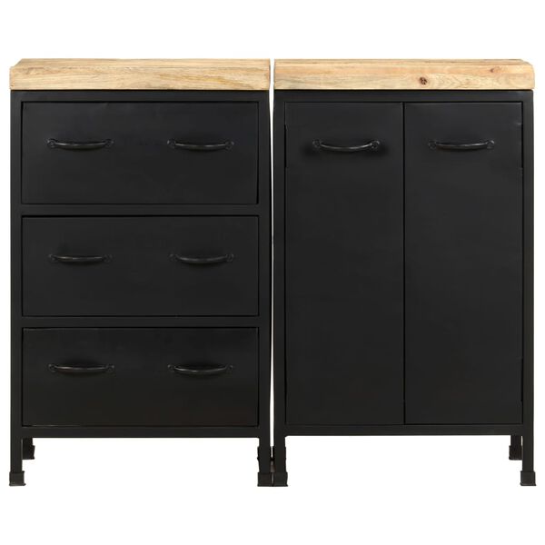 vidaXL Buffet avec 3 tiroirs et 2 portes Bois de manguier brut