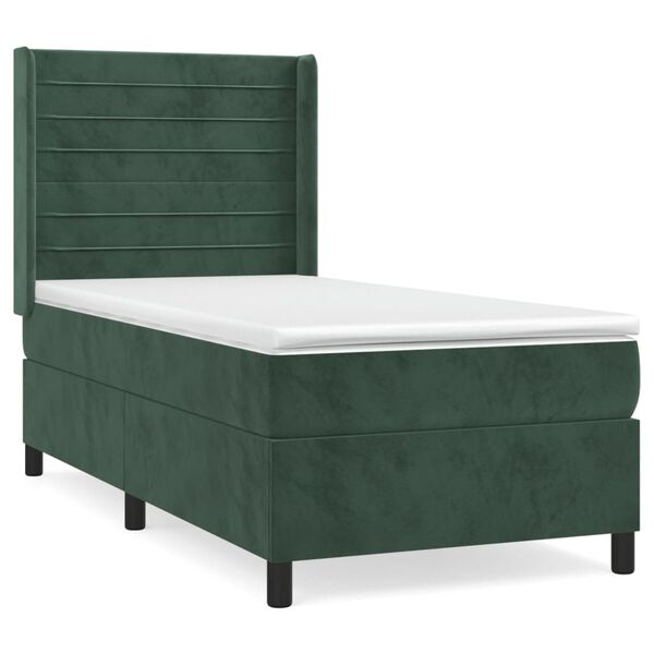 vidaXL Sommier &agrave; lattes de lit avec matelas Vert fonc&eacute; 90x190 cm