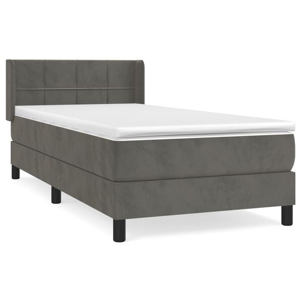 vidaXL Sommier &agrave; lattes de lit avec matelas Gris fonc&eacute; 100x200 cm
