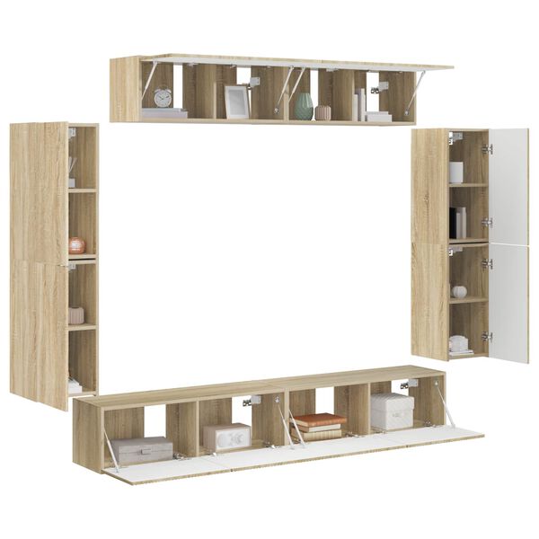 vidaXL Meuble TV 8 pcs Ch&ecirc;ne Sonoma