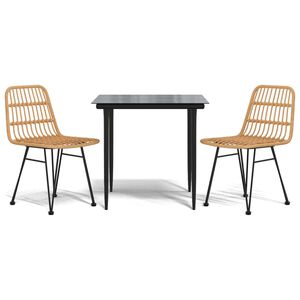 vidaXL Ensemble &agrave; manger de jardin 3 pcs R&eacute;sine tress&eacute;e