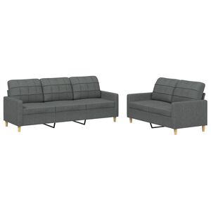 vidaXL Ensemble de canap&eacute;s 2 pcs avec coussins Gris fonc&eacute; Tissu
