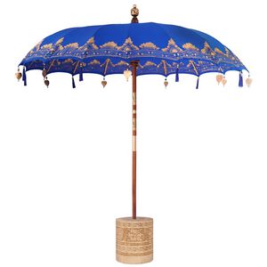 vidaXL Parasol balinais avec base Bleu 215 x 215 x 260 cm