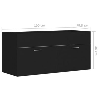 vidaXL Armoire d'évier Noir 100x38,5x46 cm Aggloméré
