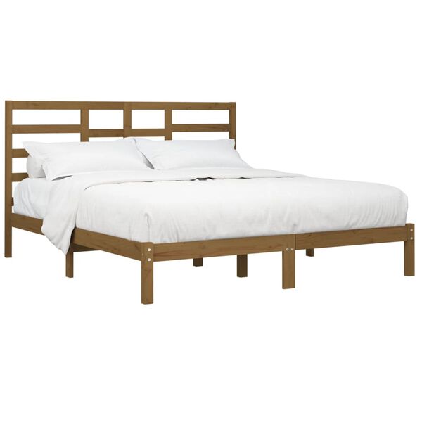 vidaXL Cadre de lit sans matelas marron miel bois massif 200x200 cm
