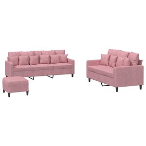 vidaXL Ensemble de canap&eacute;s 3 pcs avec coussins Rose Velours