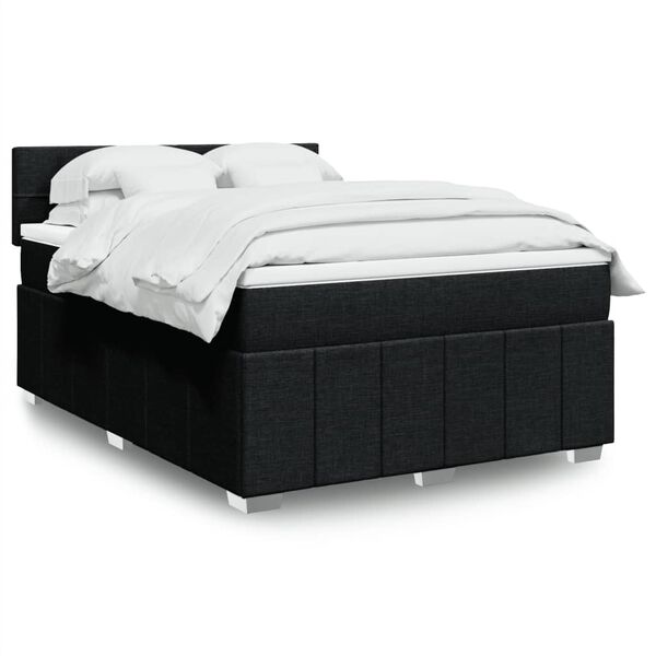 vidaXL Sommier &agrave; lattes de lit avec matelas Noir 160x200 cm Tissu