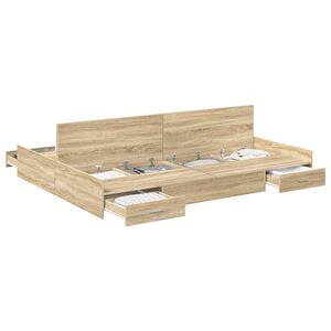 vidaXL Cadre de lit avec rangement Ch&ecirc;ne Sonoma 140 x 190 cm