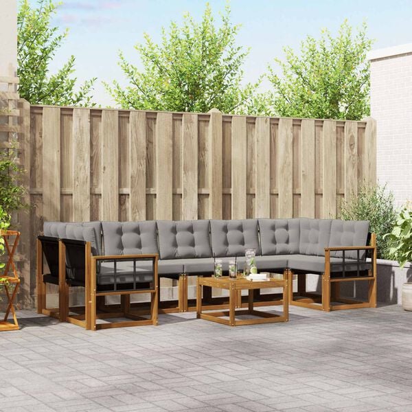 vidaXL Ensemble de canap&eacute;s d'ext&eacute;rieur 8 pcs Gris Naturel et Clair