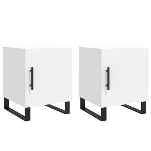 vidaXL Tables de chevet 2 pcs blanc 40x40x50 cm bois d&rsquo;ing&eacute;nierie