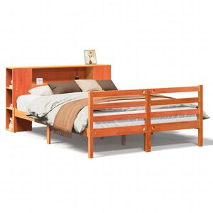 vidaXL Lit biblioth&egrave;que sans matelas cire marron 135x190 cm pin massif