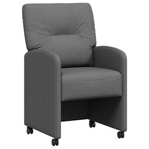 vidaXL Chaises de Salle &agrave; Manger avec Roues 2 pc tissu Gris fonc&eacute;