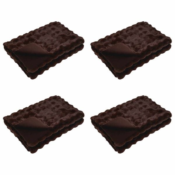 vidaXL Couverture en Fourrure de Lapin Synth&eacute;tique 4 pcs Camel