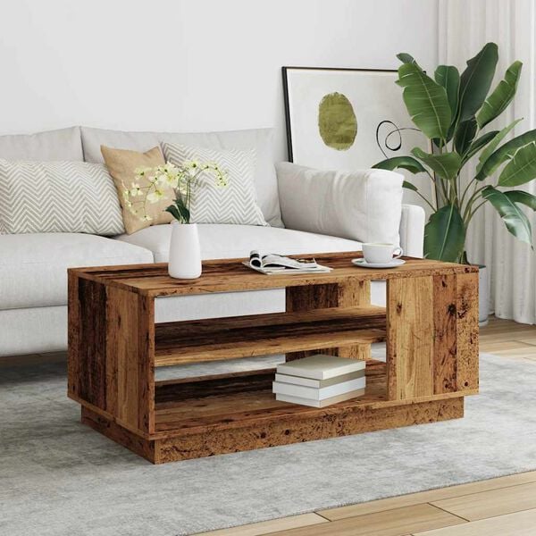 vidaXL Table basse vieux bois 102x55x43 cm bois d'ing&eacute;nierie