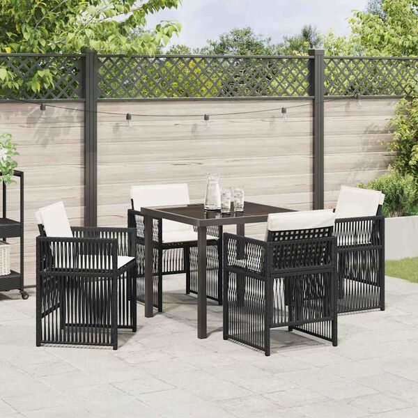 vidaXL Ensemble de salle à manger pour jardin 5 pcs Noir