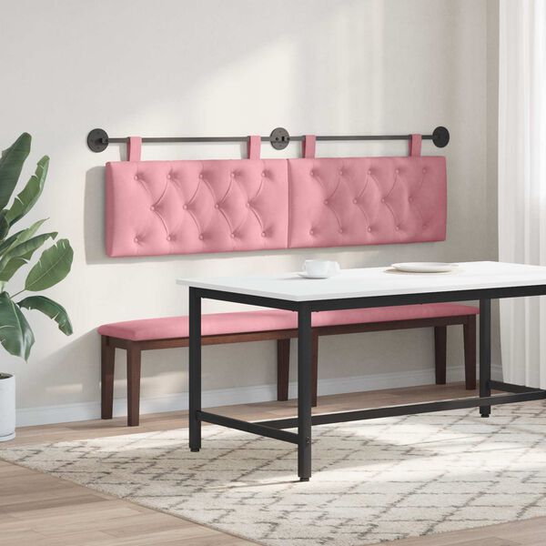 vidaXL T&ecirc;te de lit suspendue Rose 170 x 55 x 7 cm Velours