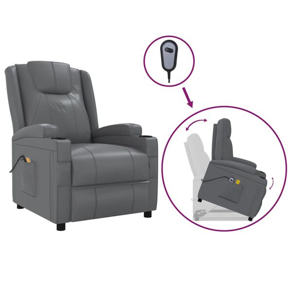 vidaXL Fauteuil de massage Anthracite Similicuir