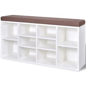 vidaXL Banc de rangement &agrave; chaussures 10 compartiments Blanc