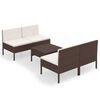 vidaXL Salon de jardin 5 pcs avec coussins r&eacute;sine tress&eacute;e marron