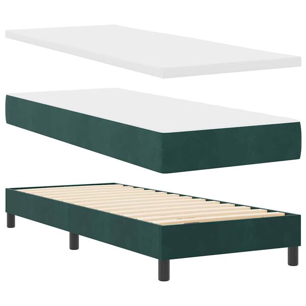 vidaXL Lit &agrave; ressorts avec matelas Vert fonc&eacute; 200 x 80 cm Velours