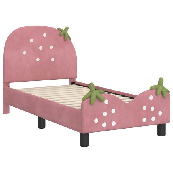 vidaXL Cadre de lit pour tout-petit avec t&ecirc;te de lit Rose 70 x 140 cm