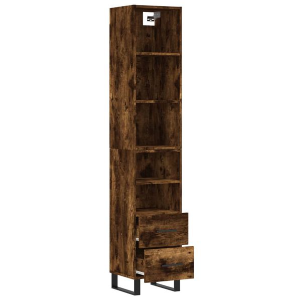 vidaXL Buffet haut Ch&ecirc;ne fum&eacute; 34,5x34x180 cm Bois d'ing&eacute;nierie