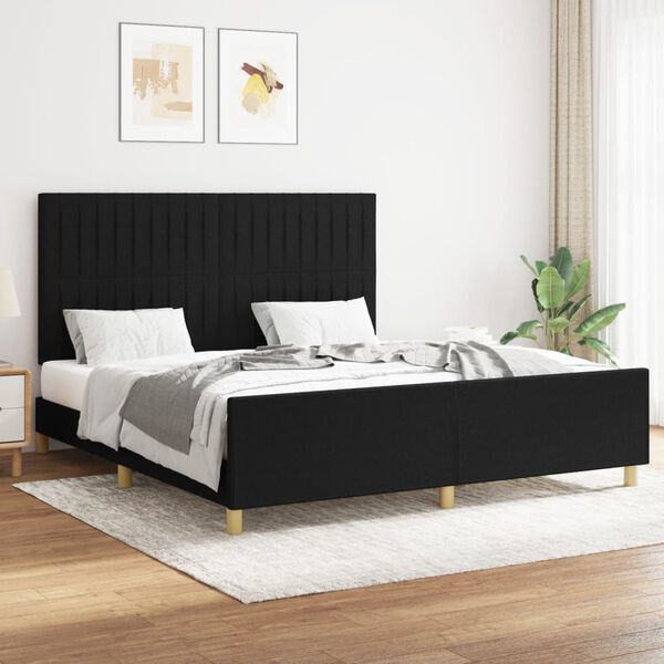 vidaXL Cadre de lit sans matelas noir 160x200 cm tissu