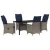 vidaXL Ensemble table et chaises avec coussin 5 pcs Gris Rotin PE