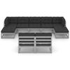 vidaXL Salon de jardin 9 pcs avec coussins Gris Bois de pin massif