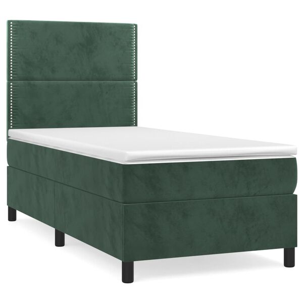 vidaXL Sommier &agrave; lattes de lit avec matelas Vert fonc&eacute; 90x200 cm