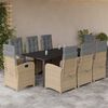 vidaXL Ensemble &agrave; manger de jardin et coussins 9 pcs m&eacute;lange beige