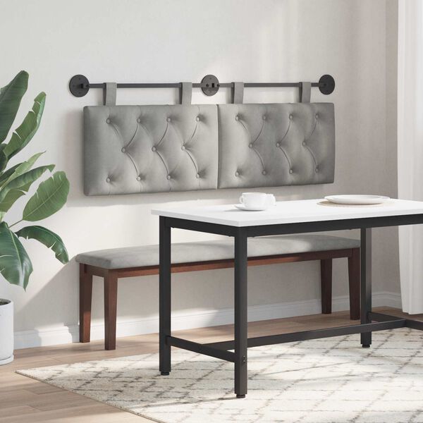 vidaXL T&ecirc;te de lit suspendue Gris clair 130 x 55 x 7 cm Velours