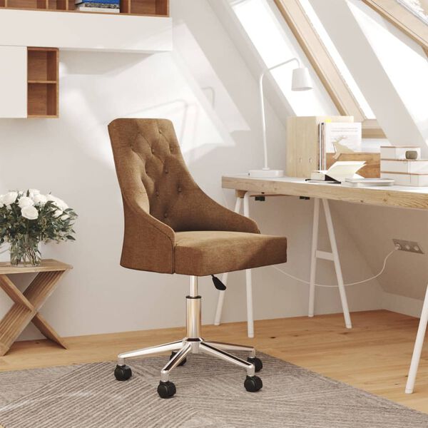 vidaXL Chaise pivotante de bureau Marron Tissu