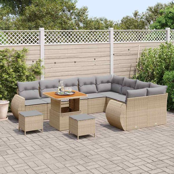 vidaXL Ensemble de canap&eacute; de jardin 12 pcs Beige polyrotin