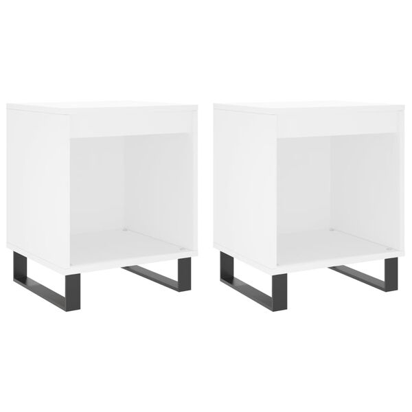 vidaXL Tables de chevet 2 pcs blanc 40x35x50 cm bois d&rsquo;ing&eacute;nierie